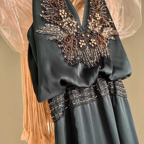 NWT Free People & Candela Satin Jeweled Maxi Gown Size 6 - Picture 8 of 12